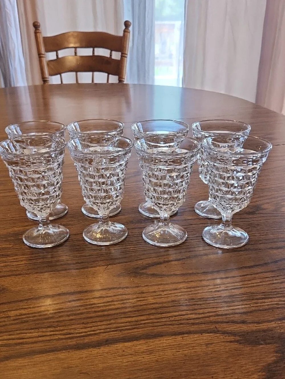 Fostoria American Clear Footed Juice Glasses Set Of 8 Retro Cubist style